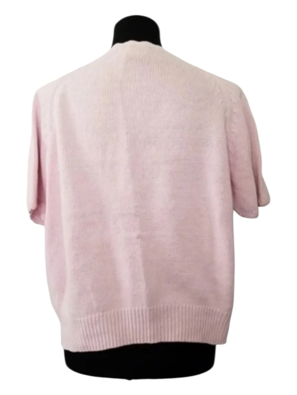 Vintage Pink Crochet Pocket Short Sleeve Sweater‎ Barbiecore